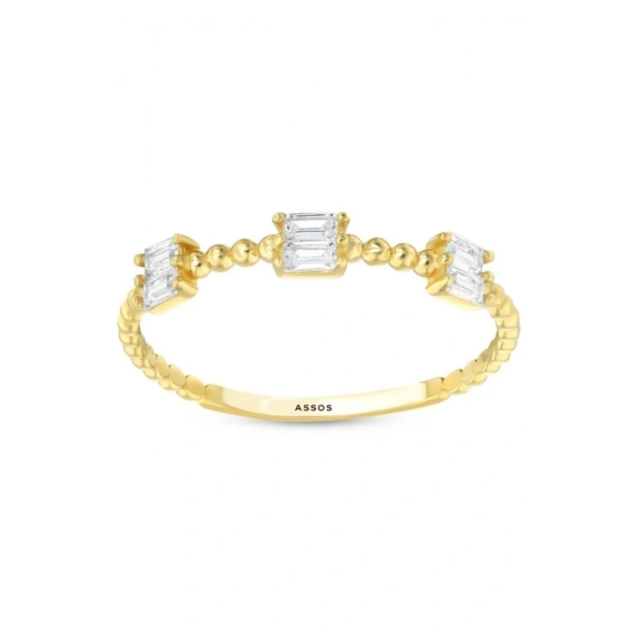 Taşlı Tasarım Altın Yüzük - 14k - 1.00gr