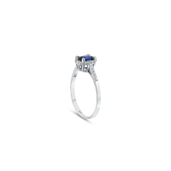 0.17 Karat Pırlanta Safir Oval Yüzük