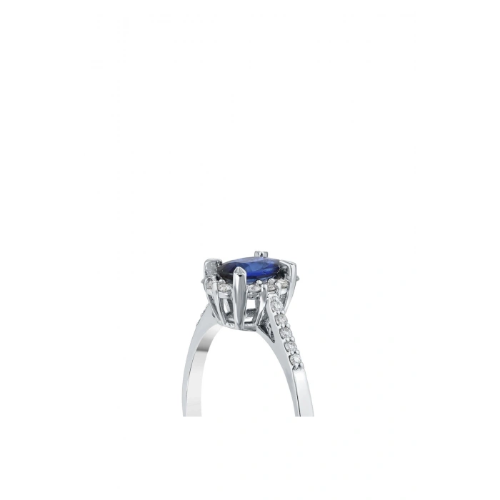 0.17 Karat Pırlanta Safir Oval Yüzük