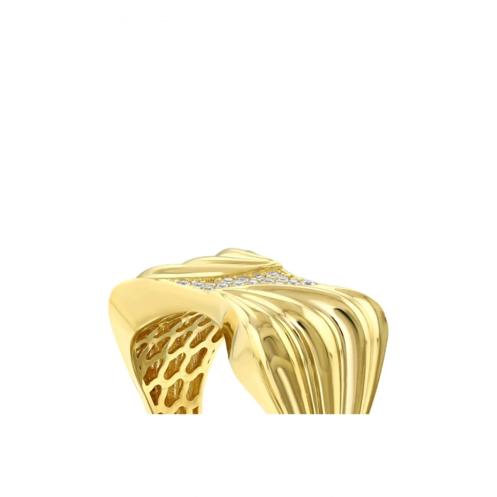 Altın Taşlı Tasarım Yüzük - 14K