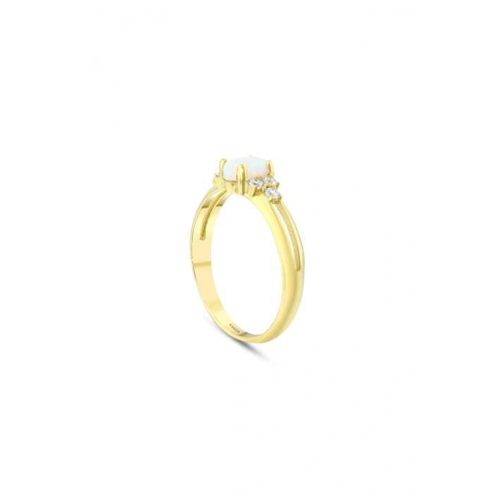 Opal Taşlı Altın Oval Yüzük - 14K