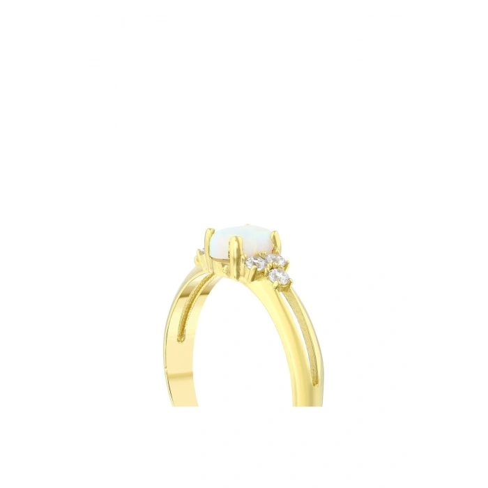Opal Taşlı Altın Oval Yüzük - 14K
