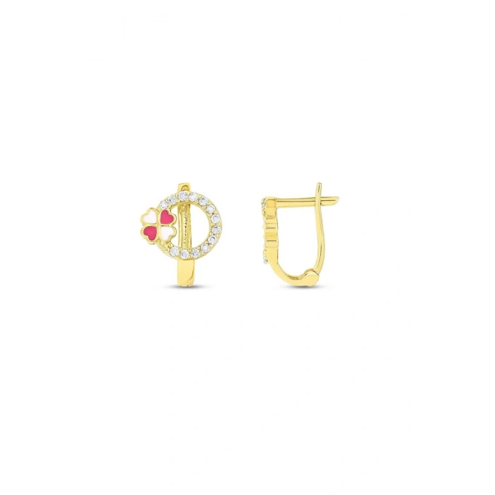 Altın Yonca Çocuk Küpe - 14K