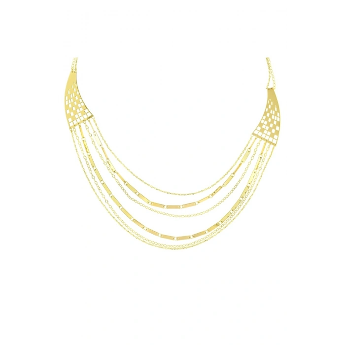 Altın Çoklu Zincirli Tasarım Kolye - 14K