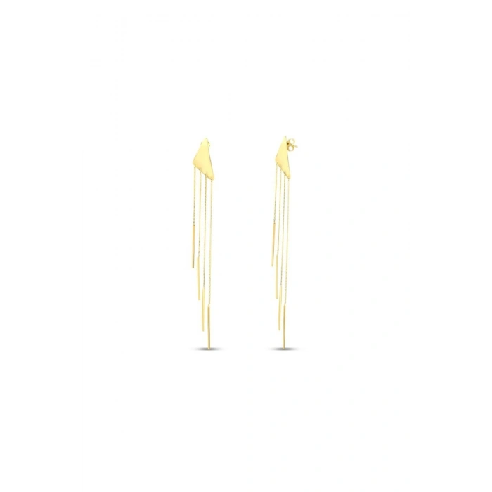Altın Sallantılı Tasarım Küpe - 14K