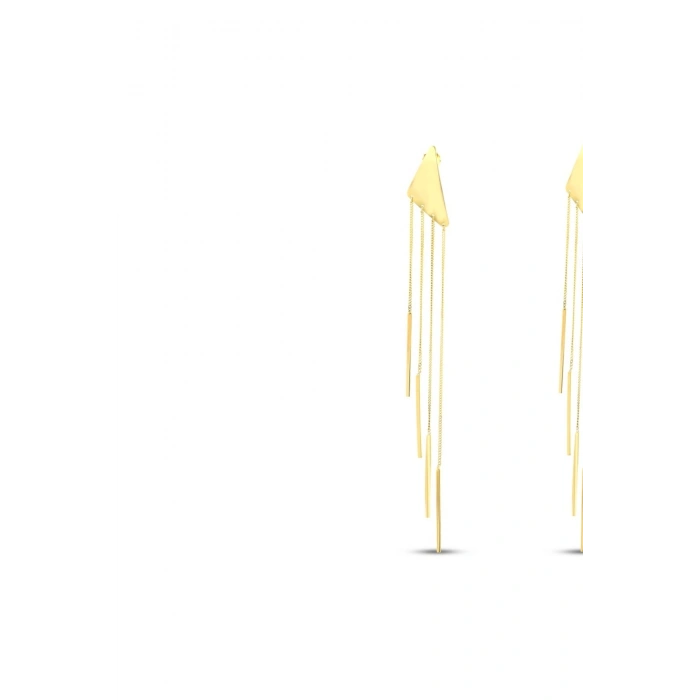 Altın Sallantılı Tasarım Küpe - 14K