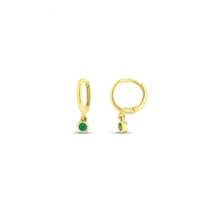 Yeşil Taşlı Altın Çocuk Küpe - 14K