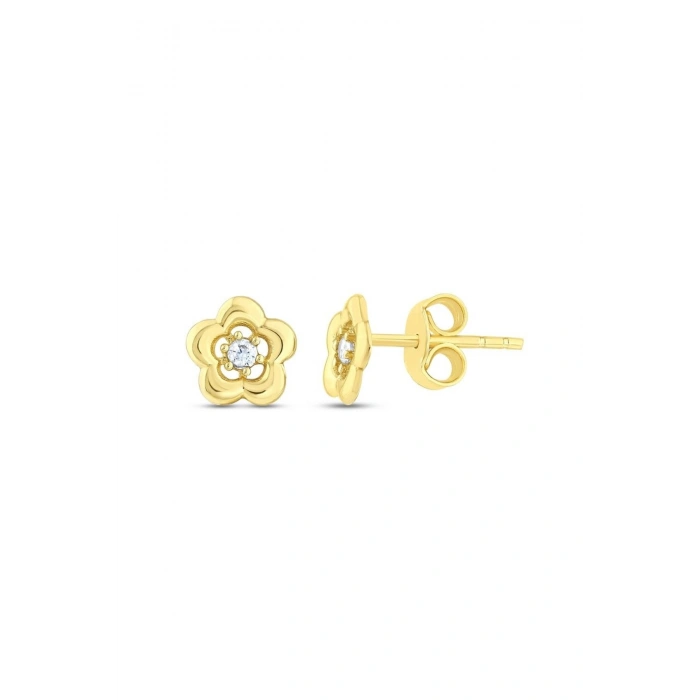 Altın Çiçek Çocuk Küpe - 14K