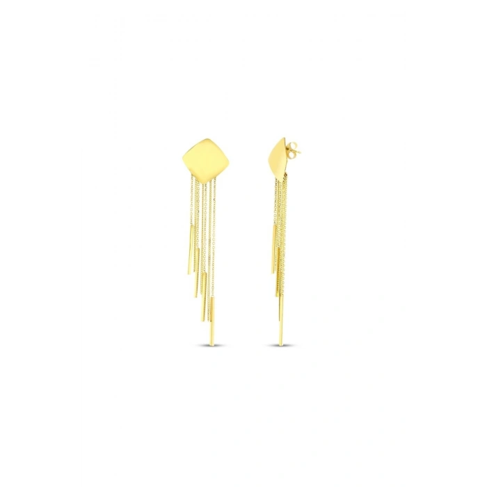Altın Sallantılı Zincir Küpe - 14K