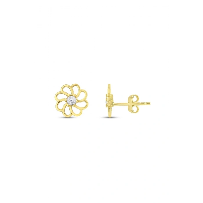 Altın Çiçek Çocuk Küpe - 14K