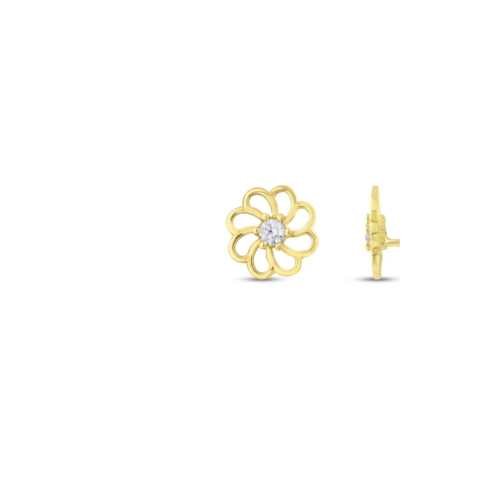 Altın Çiçek Çocuk Küpe - 14K