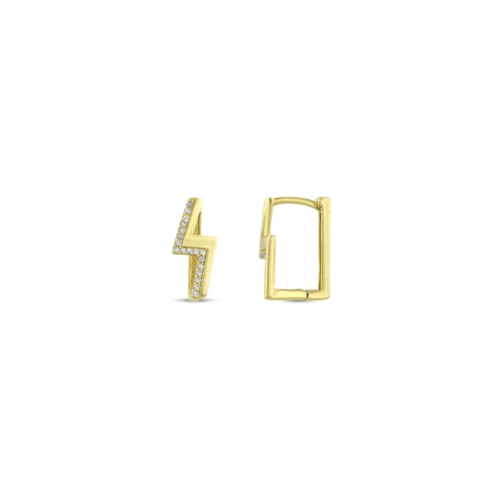 Altın Taşlı Tasarım Küpe - 14K