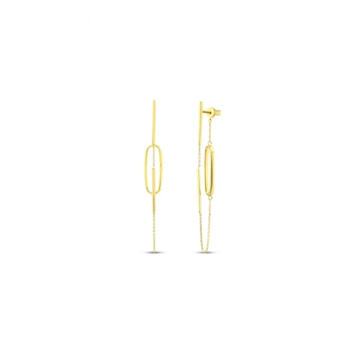 Altın Sallantılı Tasarım Küpe - 14K