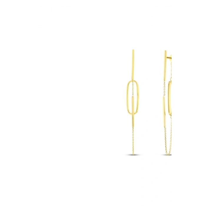 Altın Sallantılı Tasarım Küpe - 14K