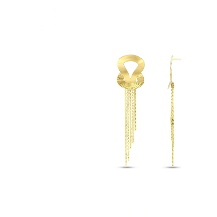 Altın Sallantılı Tasarım Küpe - 14K