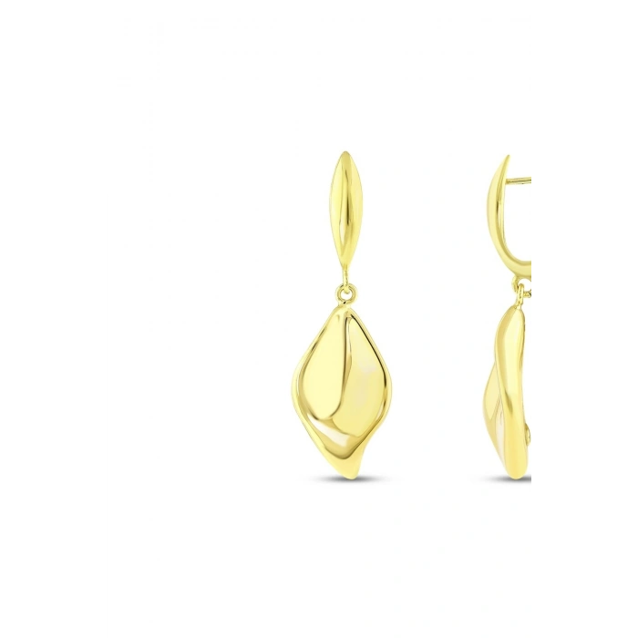 Altın Sallantılı Tasarım Küpe - 14K