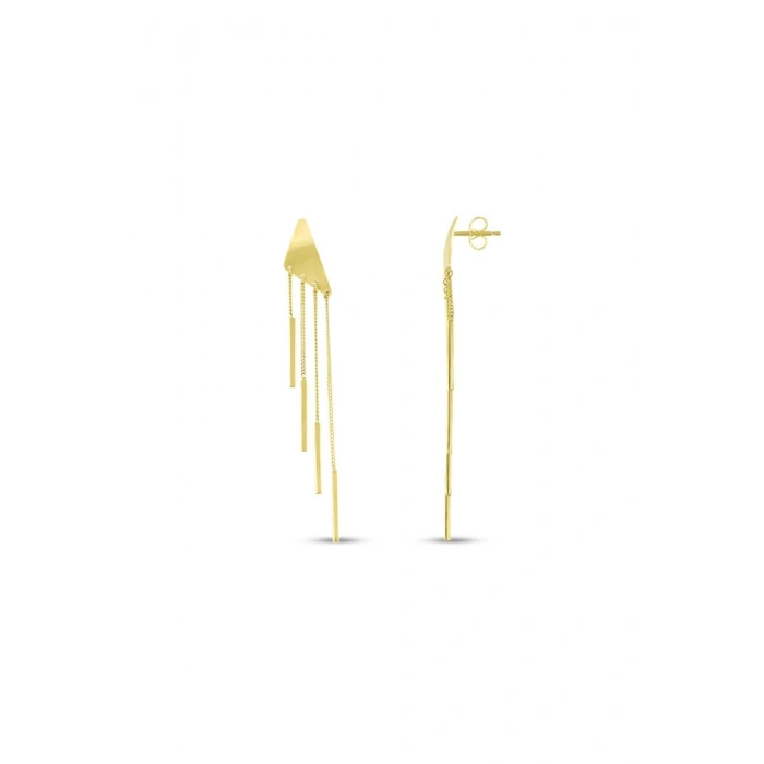 Altın Sallantılı Tasarım Küpe - 14K