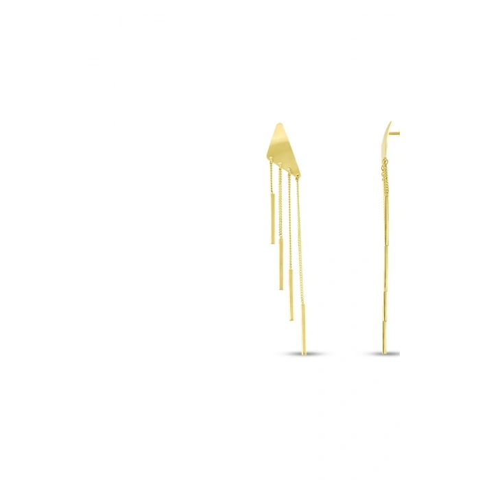 Altın Sallantılı Tasarım Küpe - 14K