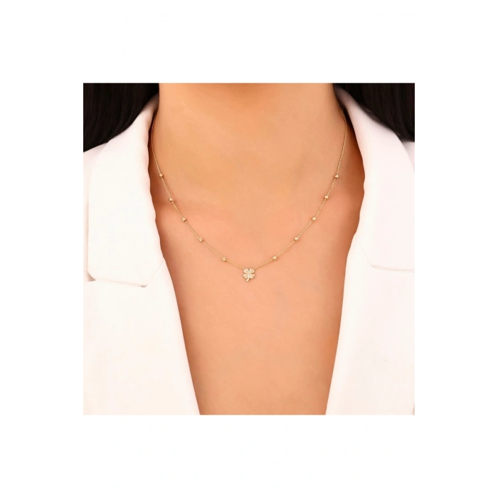 Altın Yonca Kolye - 14K