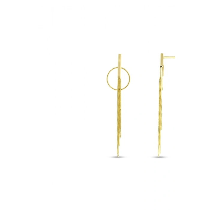 Altın Sallantılı Tasarım Küpe - 14K