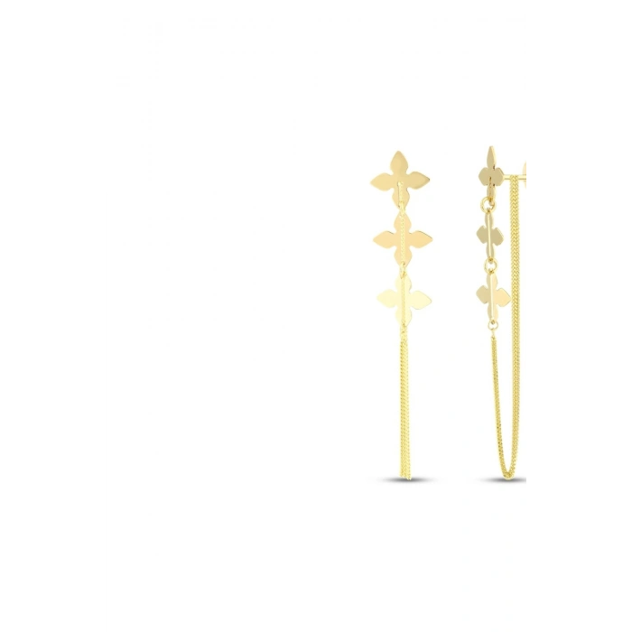 Altın Sallantılı Tasarım Küpe - 14K