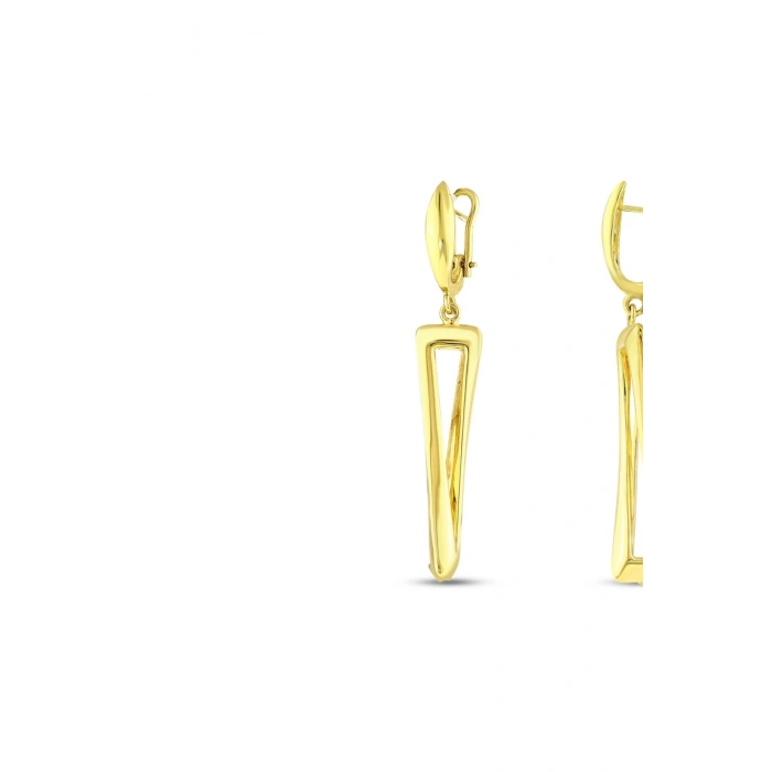 Altın Sallantılı Tasarım Küpe - 14K