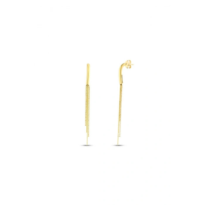 Altın Sallantılı Tasarım Küpe - 14K