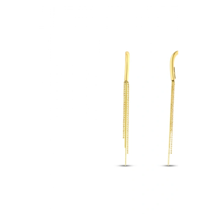 Altın Sallantılı Tasarım Küpe - 14K