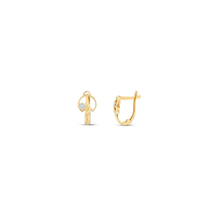 Altın Taşlı Çocuk Küpe - 14K
