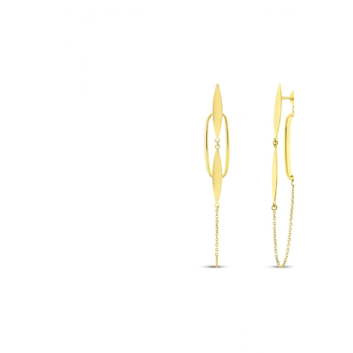 Altın Sallantılı Tasarım Küpe - 14K