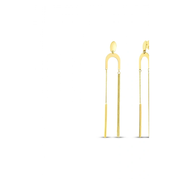 Altın Sallantılı Tasarım Küpe - 14K