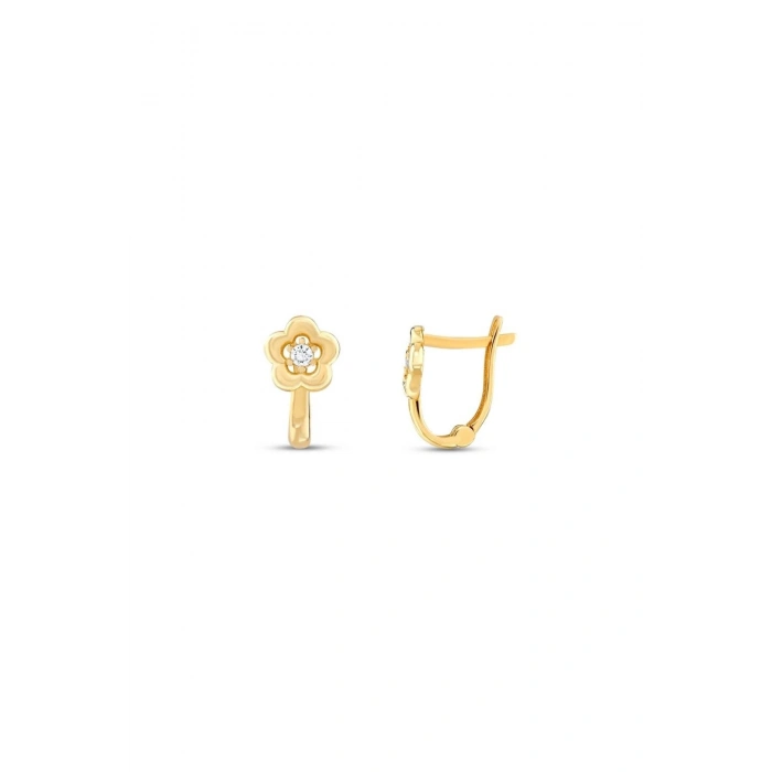 Altın Çiçek Çocuk Küpe - 14K