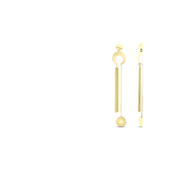 Altın Sallantılı Tasarım Küpe - 14K