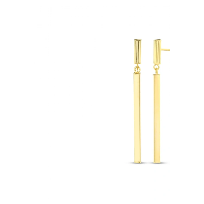 Altın Sallantılı Tasarım Küpe - 14K