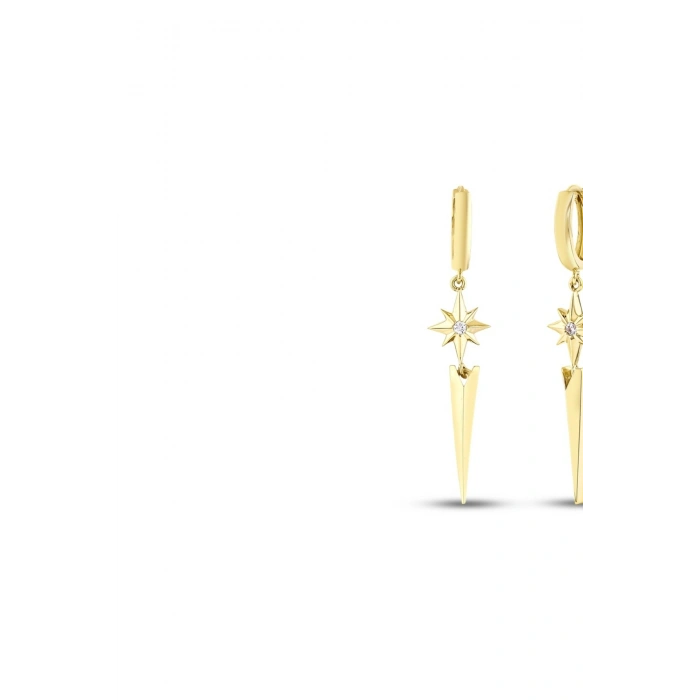 Altın Kutup Yıldızı Küpe - 14K