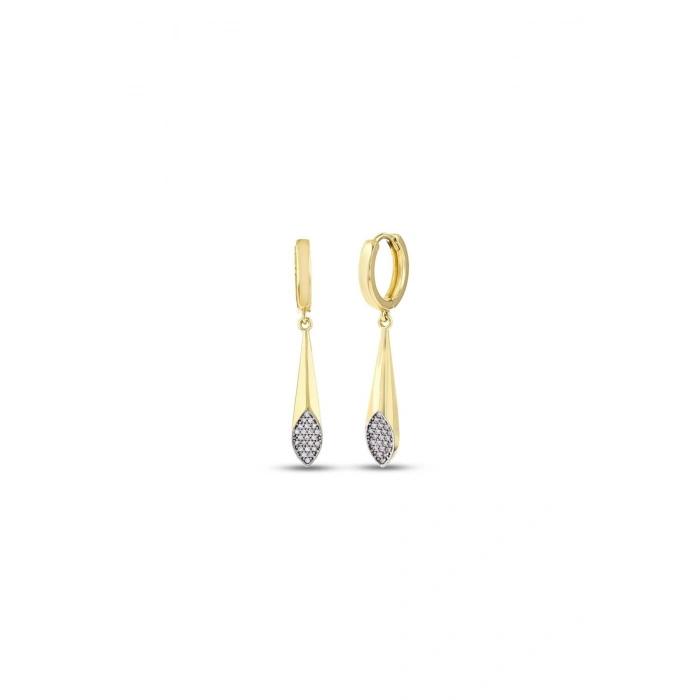 Altın Sallantılı Tasarım Küpe - 14K