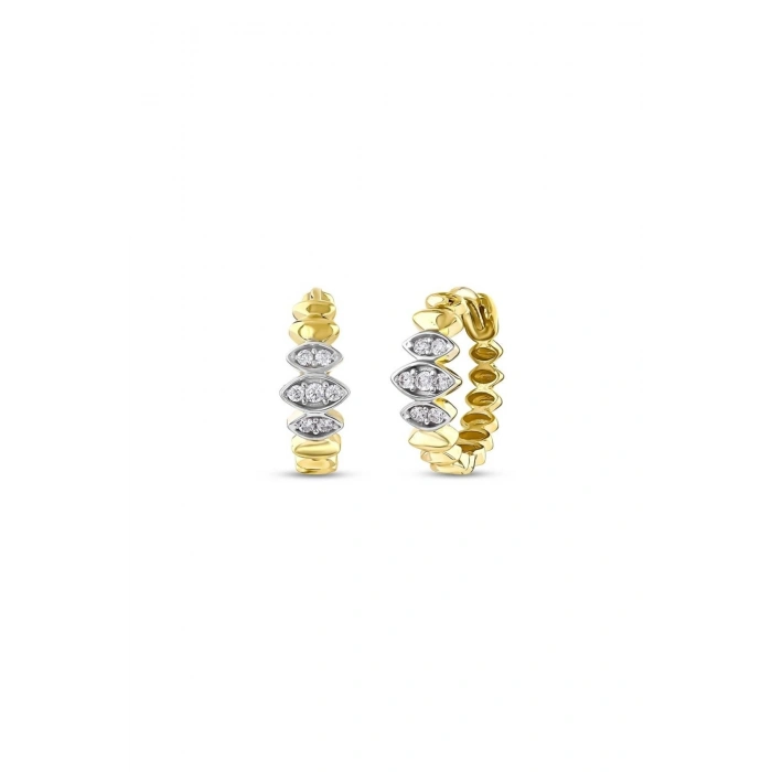 Altın Taşlı Halka Küpe - 14K