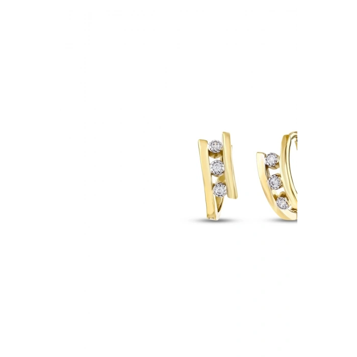 Altın Taşlı Halka Küpe - 14K