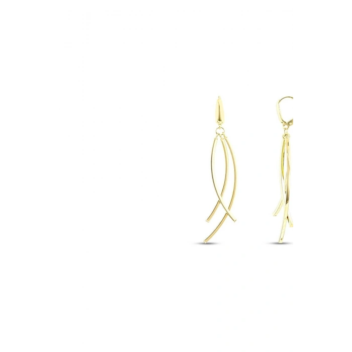 Altın Sallantılı Tasarım Küpe - 14K