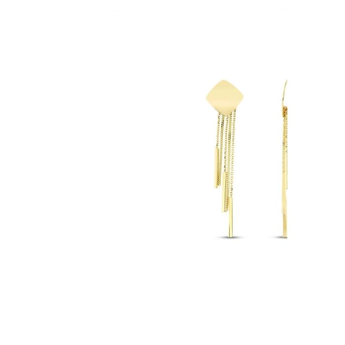 Altın Sallantılı Tasarım Küpe - 14K
