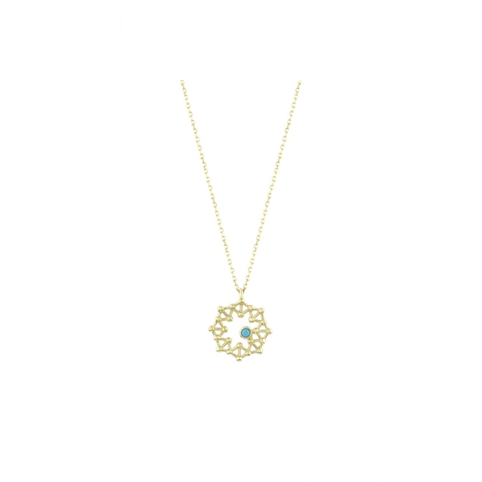 Mavi Taşlı Altın Tasarım Kolye - 14K