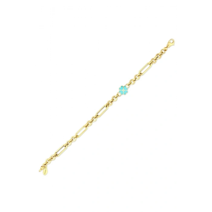 Altın Zincir Çiçek Bileklik - 14K