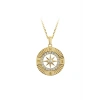 Pusula Figürlü Taşlı Altın Kolye - 14k - 2.27gr