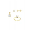 Altın Üçlü Tektaş Set - 14K