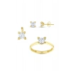 Altın Üçlü Tektaş Set - 14K