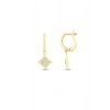 Taşlı Tasarım Altın Küpe - 14k - 2.03gr
