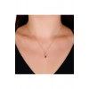 Kırmızı Taşlı Altın Tasarım Kolye - 14K