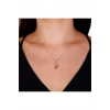 Kırmızı Taşlı Altın Sallantılı Kolye - 14K