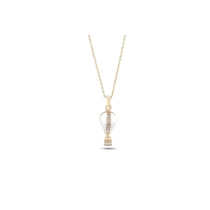Kapadokya Balon Altın Taşlı Kolye - 14k - 3.80gr