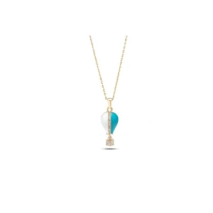 Kapadokya Balon Altın Taşlı Kolye - 14k - 4.23gr